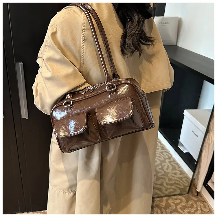 Brown Leather Shoulder Bag for Women, 2025 New Commuter, Large Capacity, Simple Fashion — feature 22