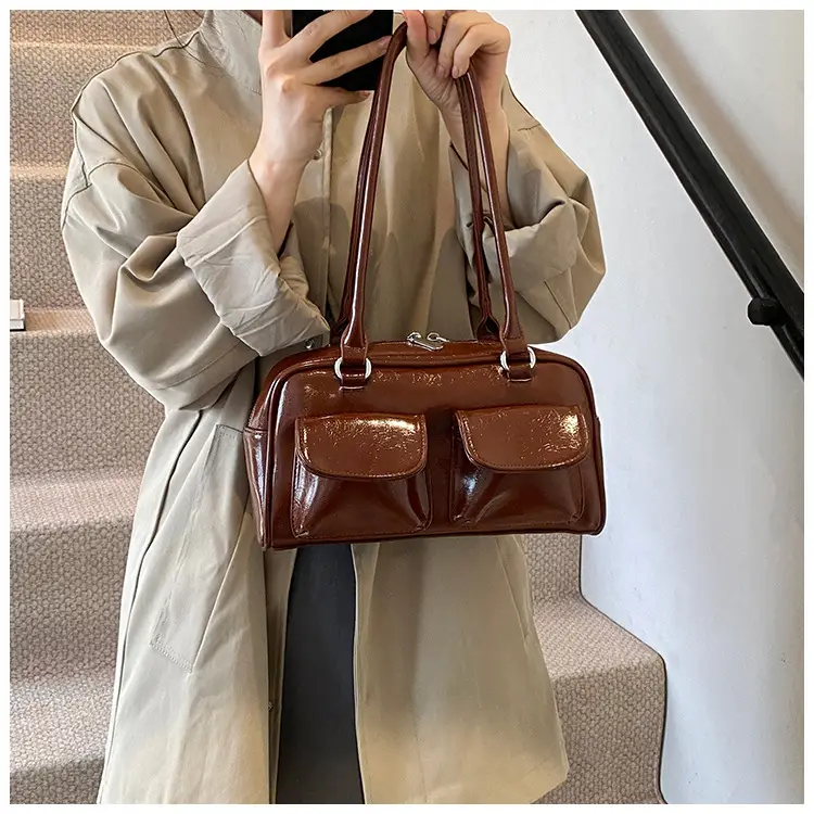 Brown Leather Shoulder Bag for Women, 2025 New Commuter, Large Capacity, Simple Fashion — feature 31