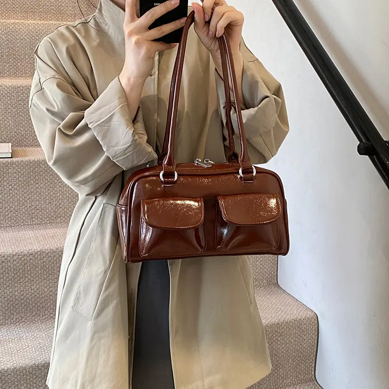 Brown Leather Shoulder Bag for Women, 2025 New Commuter, Large Capacity, Simple Fashion - Image 6