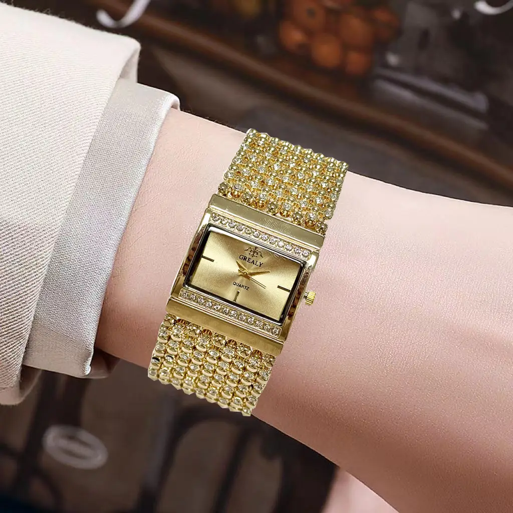 Square Diamond Encrusted Women's Quartz Watch — feature 3
