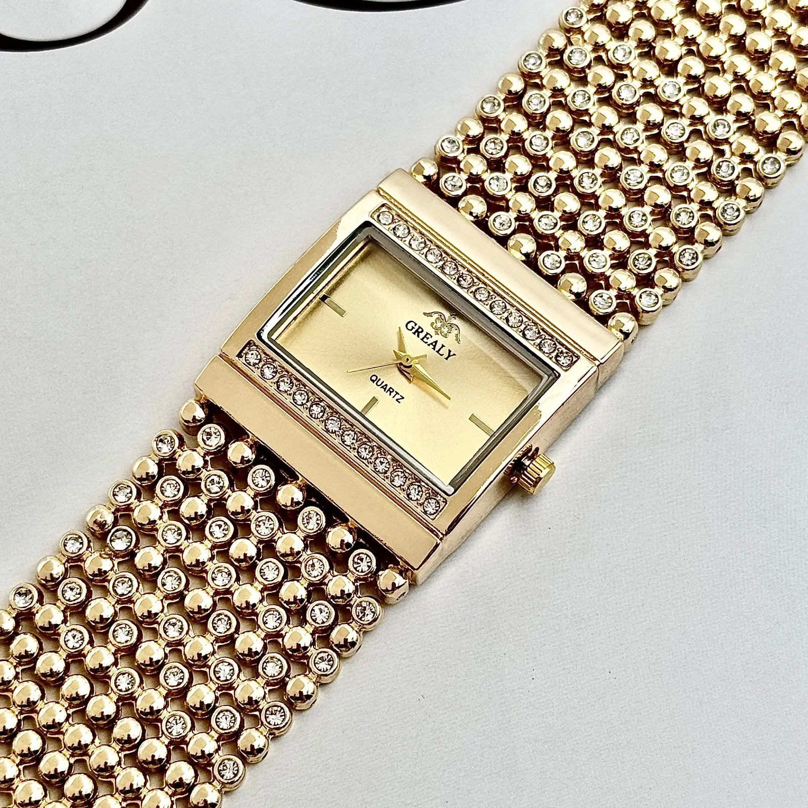 Square Diamond Encrusted Women's Quartz Watch — feature 5