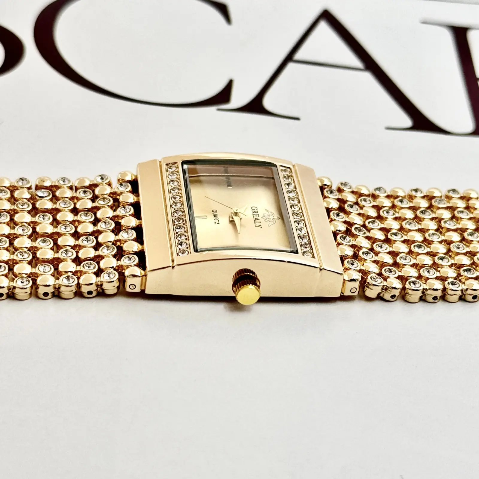 Square Diamond Encrusted Women's Quartz Watch — feature 7