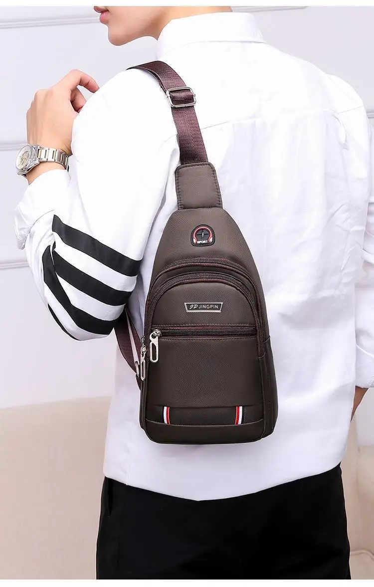 Men's Waterproof Oxford Chest Bag Black Sports Travel — feature 17