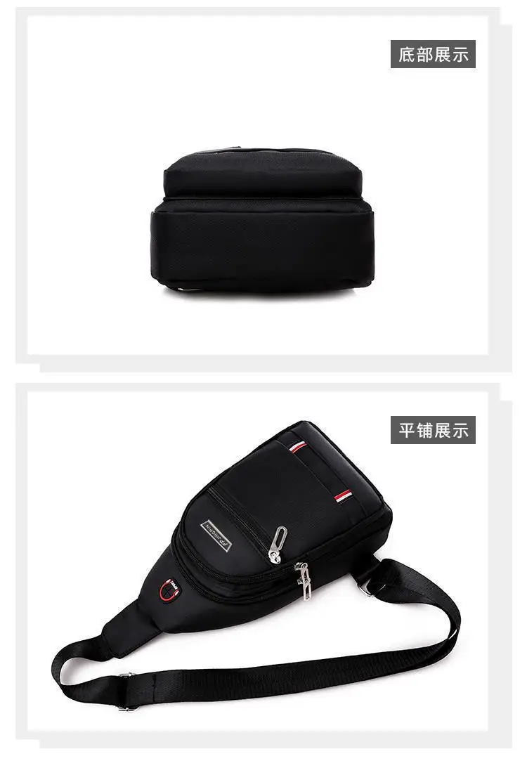 Men's Waterproof Oxford Chest Bag Black Sports Travel — feature 22