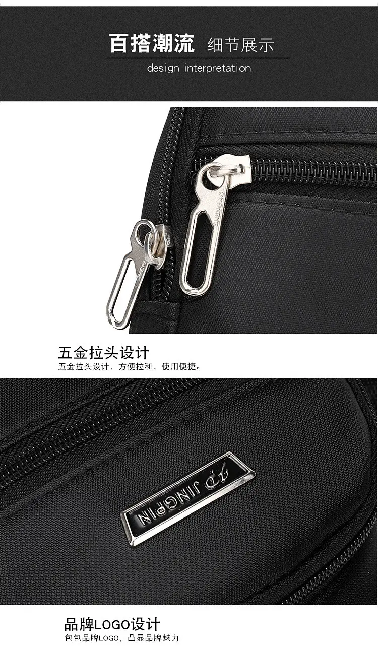 Men's Waterproof Oxford Chest Bag Black Sports Travel — feature 27