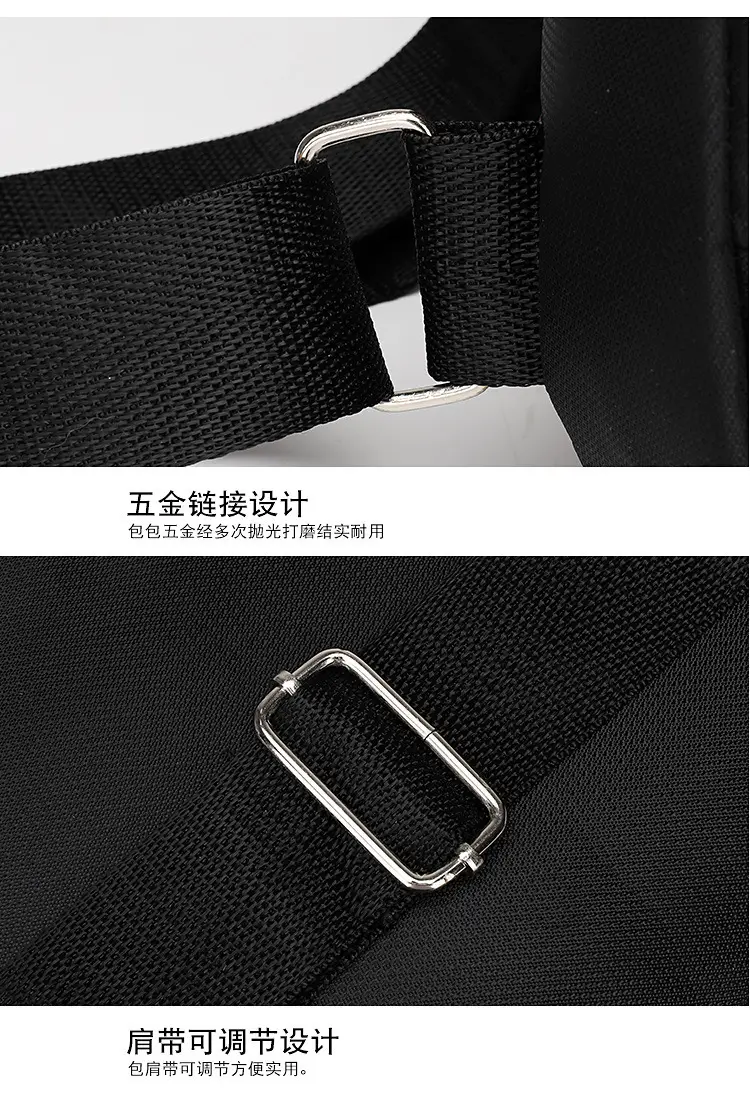 Men's Waterproof Oxford Chest Bag Black Sports Travel — feature 28