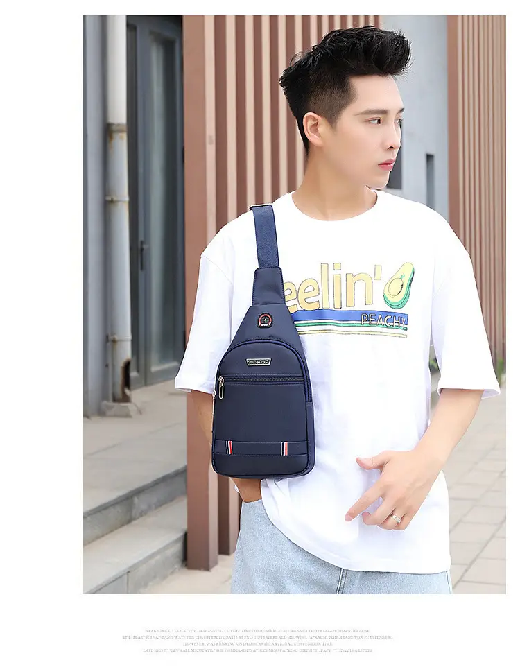 Men's Waterproof Oxford Chest Bag Black Sports Travel — feature 33