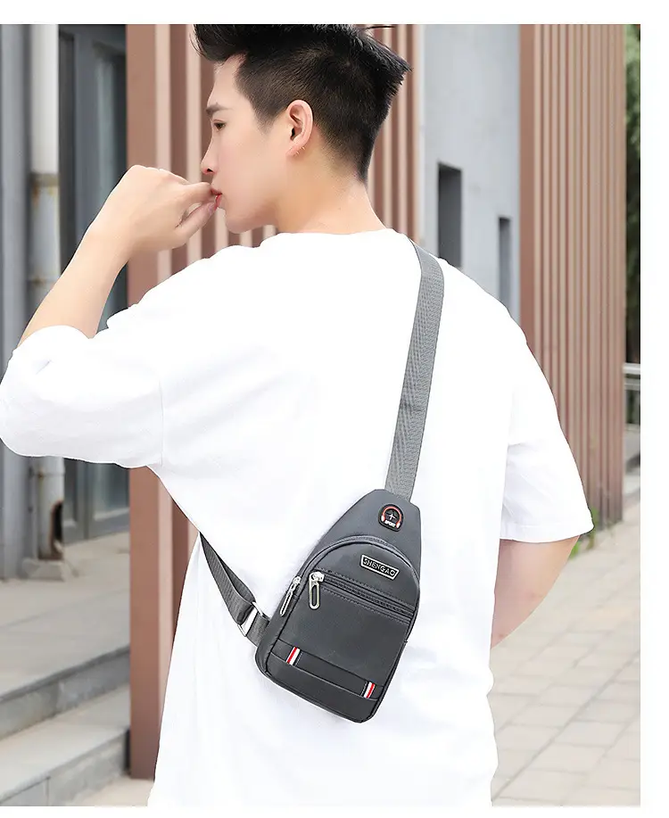 Men's Waterproof Oxford Chest Bag Black Sports Travel — feature 34