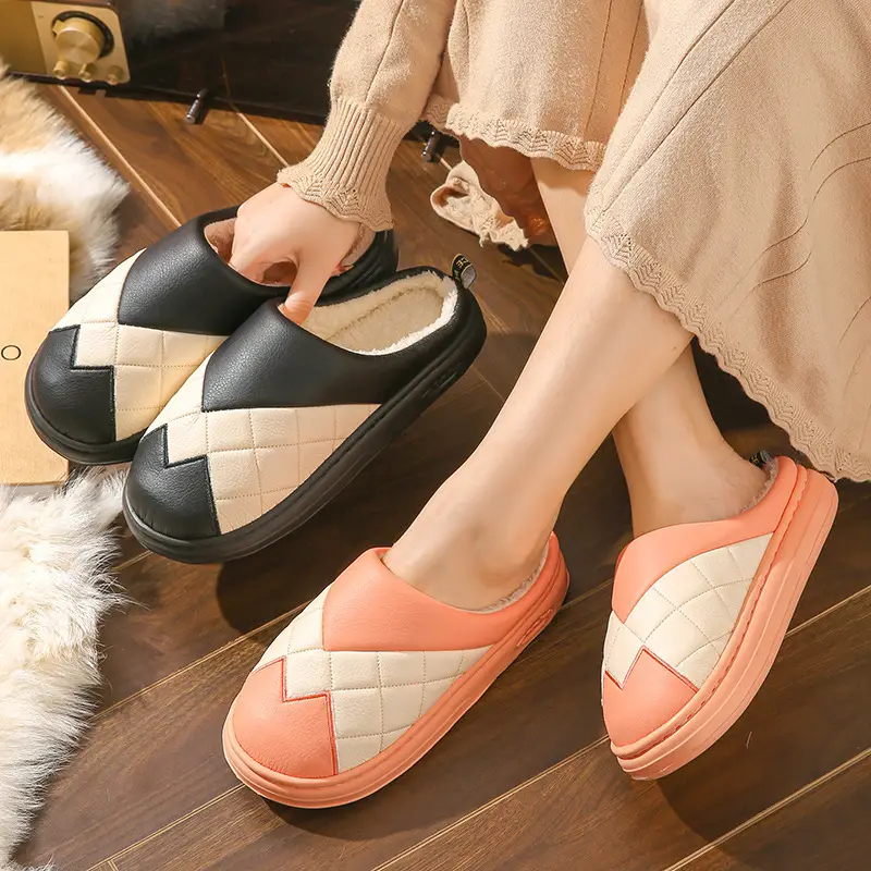 Women Cotton Slippers Lavender Warm Winter Fur - Image 5