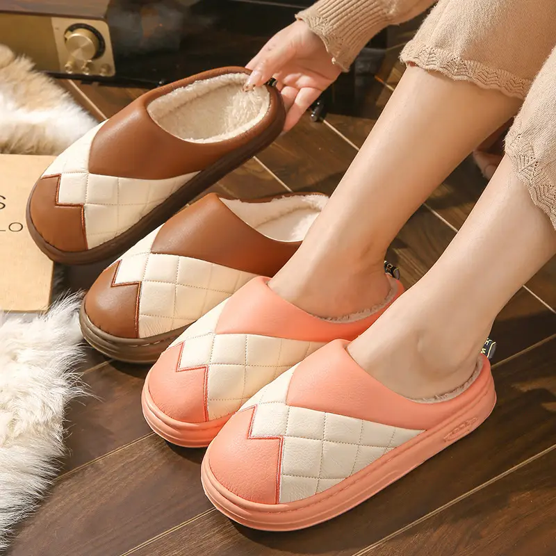 Women Cotton Slippers Lavender Warm Winter Fur - Image 6