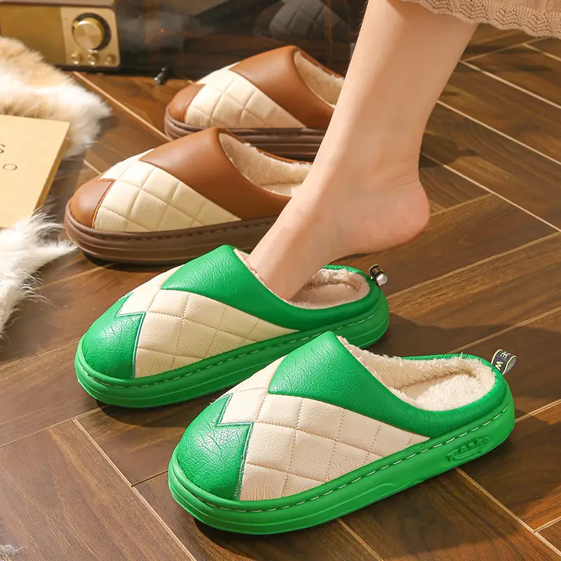 Women Cotton Slippers Lavender Warm Winter Fur - Image 8