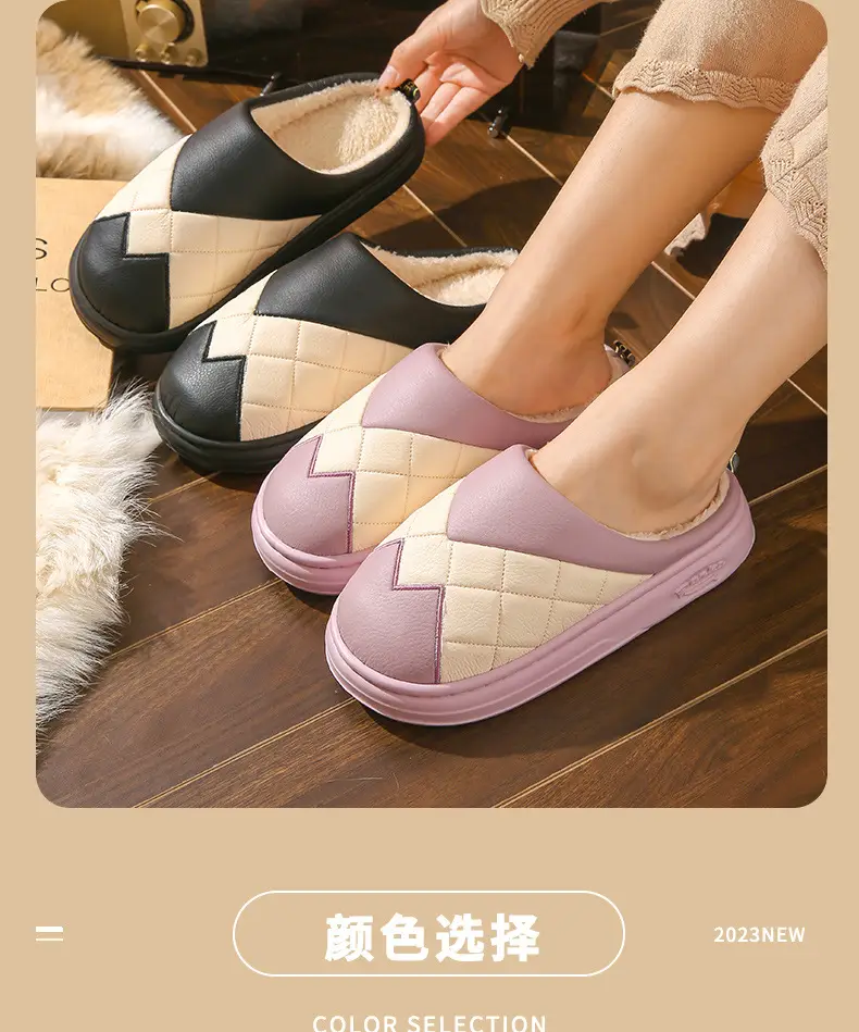 Women Cotton Slippers Lavender Warm Winter Fur — feature 12