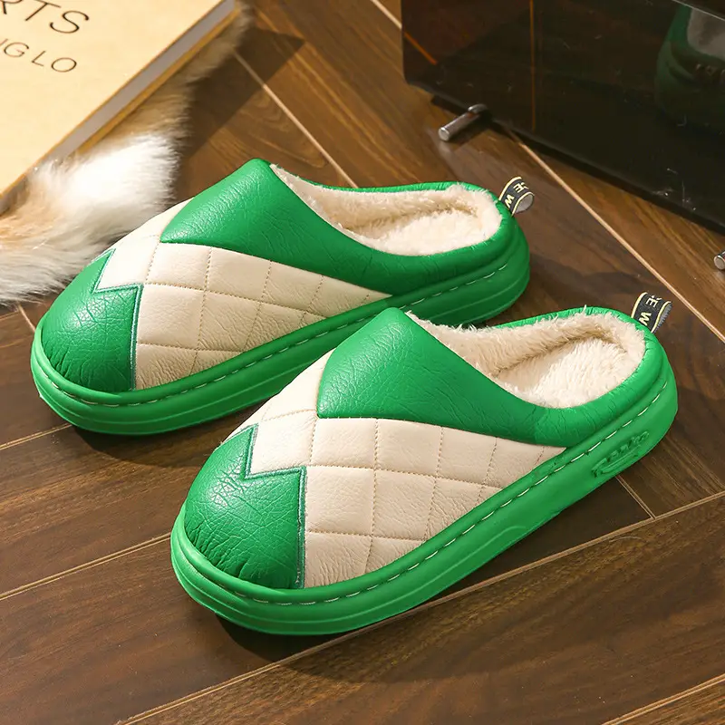 Women Cotton Slippers Lavender Warm Winter Fur - Image 2