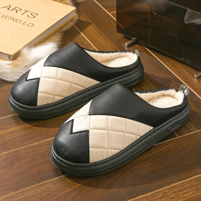 Women Cotton Slippers Lavender Warm Winter Fur - Image 3
