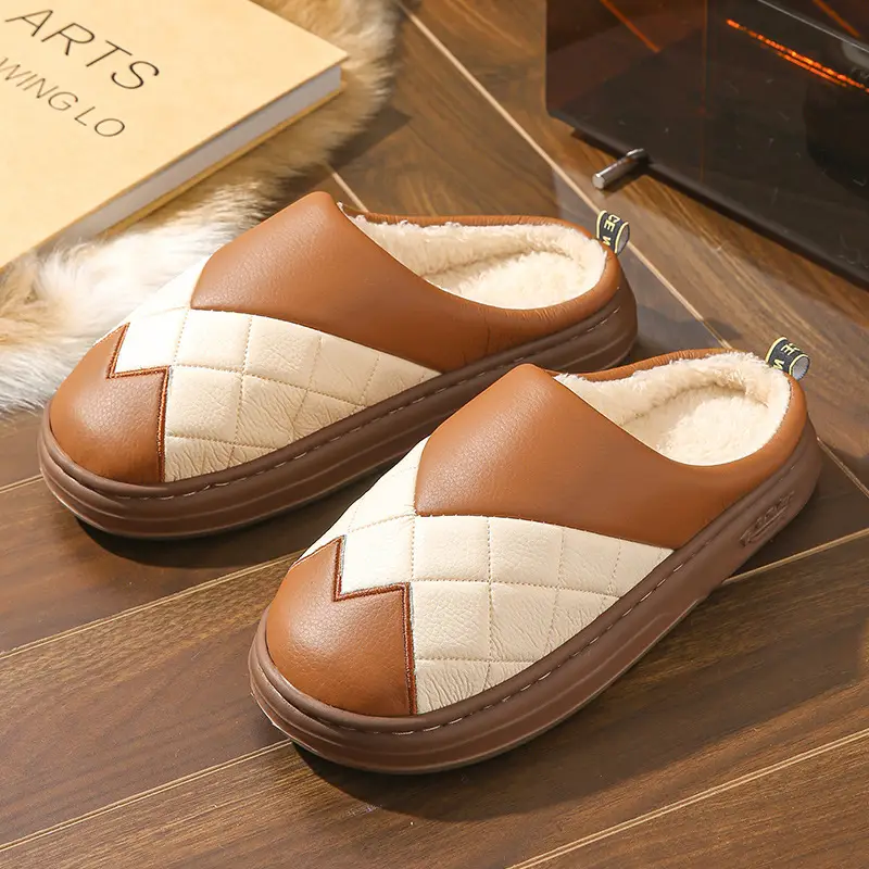 Women Cotton Slippers Lavender Warm Winter Fur - Image 4