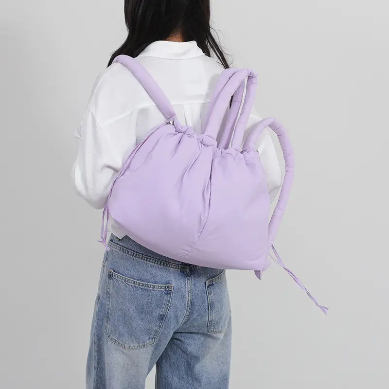 Blue Shoulder Crossbody Bag with Drawstring Closure - Image 12