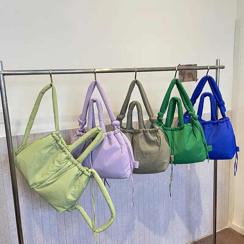 Blue Shoulder Crossbody Bag with Drawstring Closure - Image 14