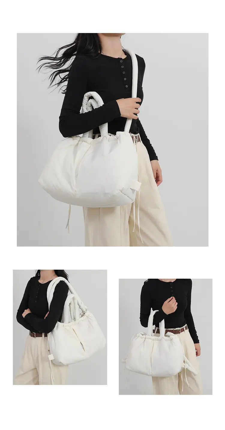 Blue Shoulder Crossbody Bag with Drawstring Closure — feature 11