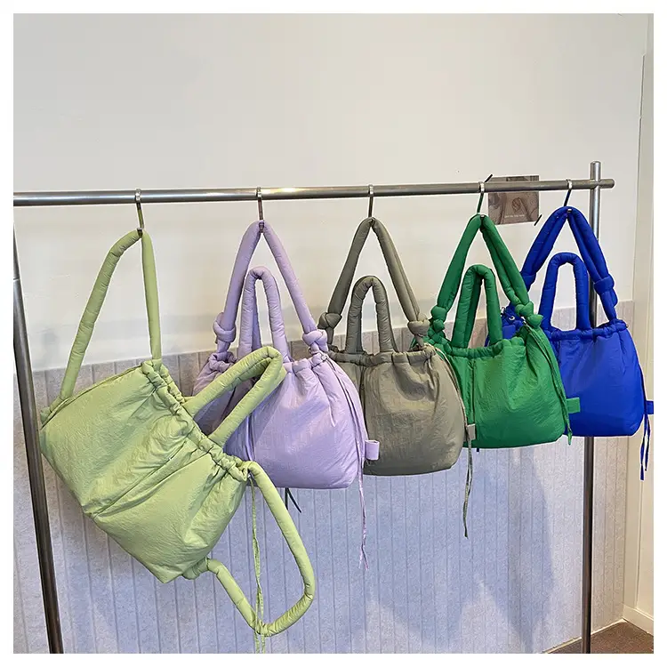 Blue Shoulder Crossbody Bag with Drawstring Closure — feature 13