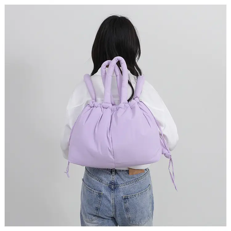 Blue Shoulder Crossbody Bag with Drawstring Closure — feature 33