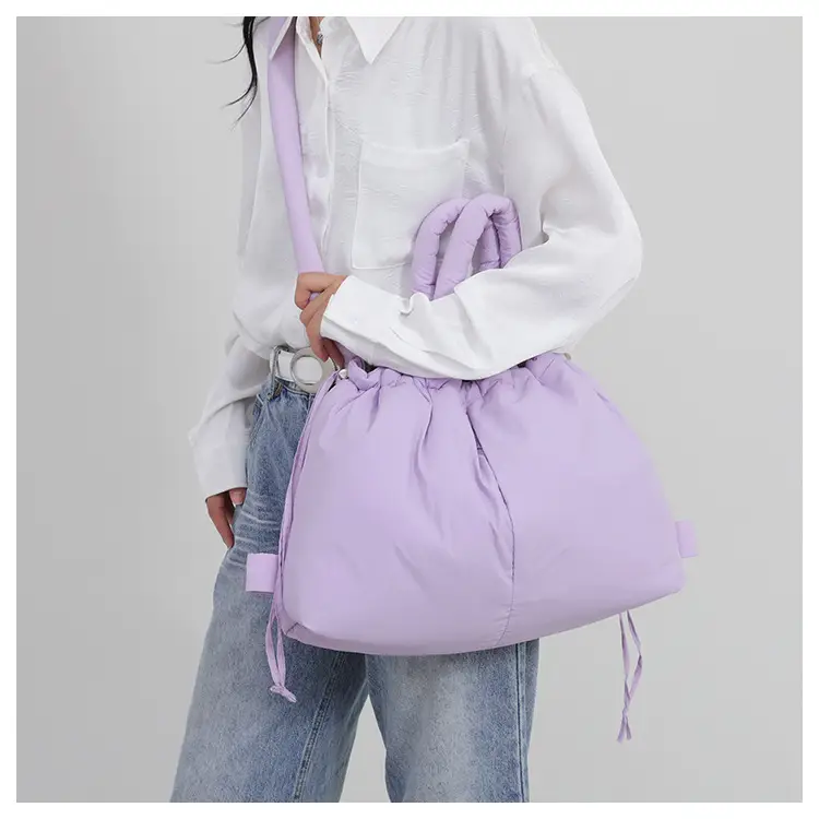 Blue Shoulder Crossbody Bag with Drawstring Closure — feature 35