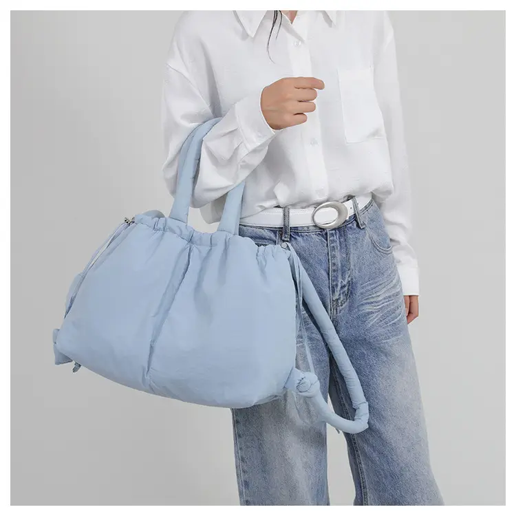 Blue Shoulder Crossbody Bag with Drawstring Closure — feature 39