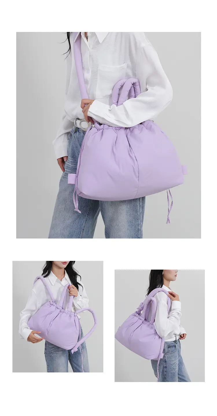 Blue Shoulder Crossbody Bag with Drawstring Closure — feature 9
