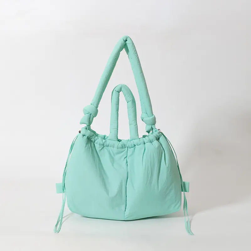 Blue Shoulder Crossbody Bag with Drawstring Closure - Image 5