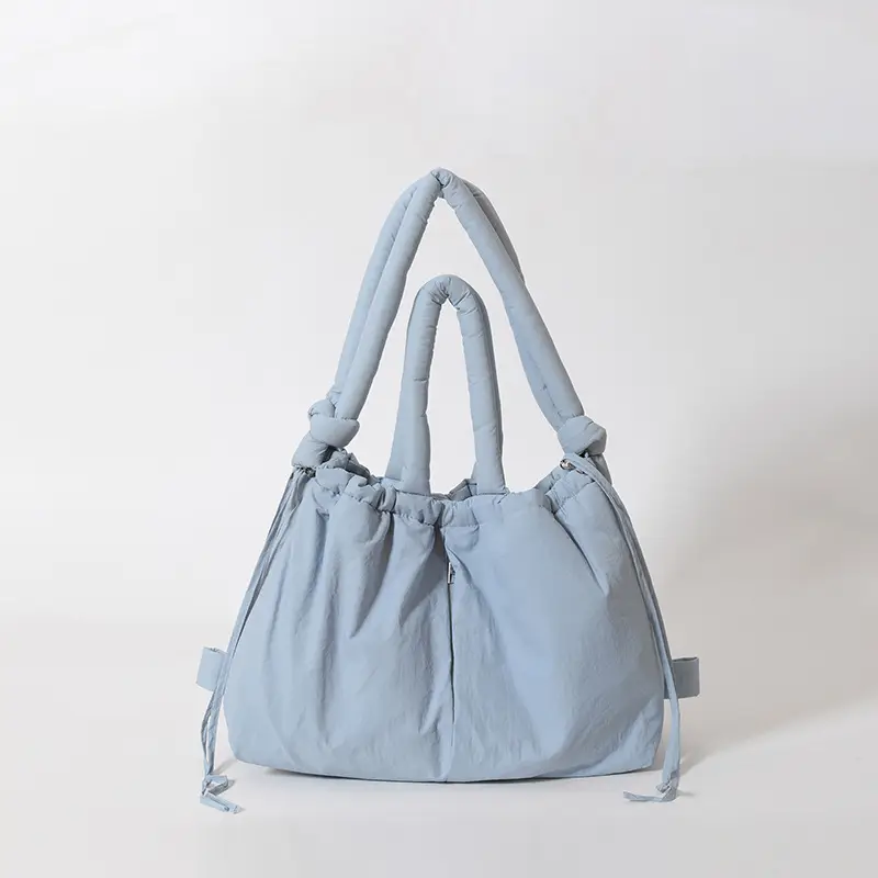 Blue Shoulder Crossbody Bag with Drawstring Closure - Image 7