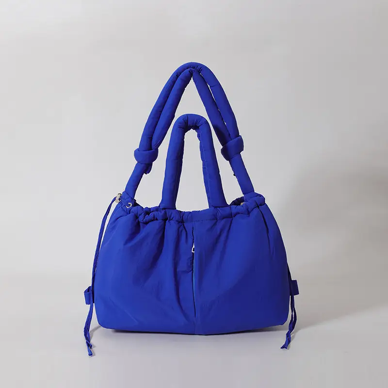 Blue Shoulder Crossbody Bag with Drawstring Closure - Image 9