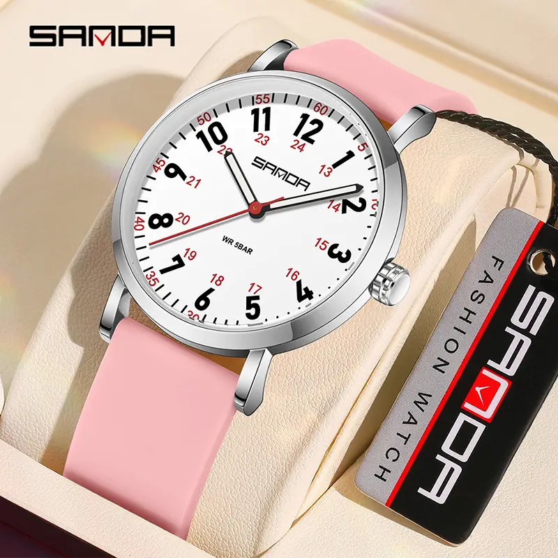 SANDA Quartz Watch Blue Silicone Band for Women - Image 11