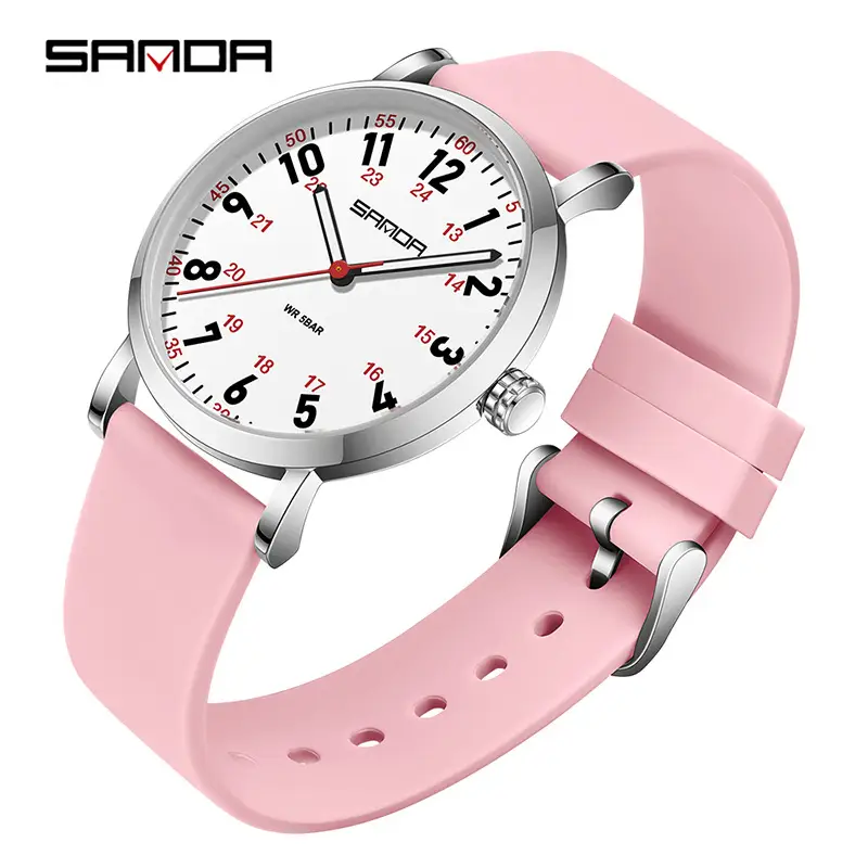 SANDA Quartz Watch Blue Silicone Band for Women - Image 3