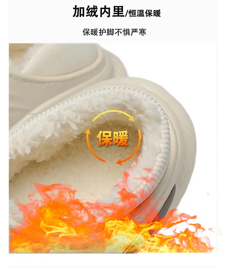 Waterproof cotton slippers men's autumn and winter indoor home warm non-slip thick-soled anti-slip bag heel cotton shoes for men — feature 6