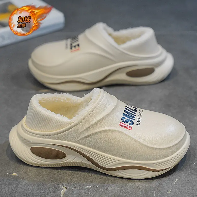 Waterproof cotton slippers men's autumn and winter indoor home warm non-slip thick-soled anti-slip bag heel cotton shoes for men - Image 2