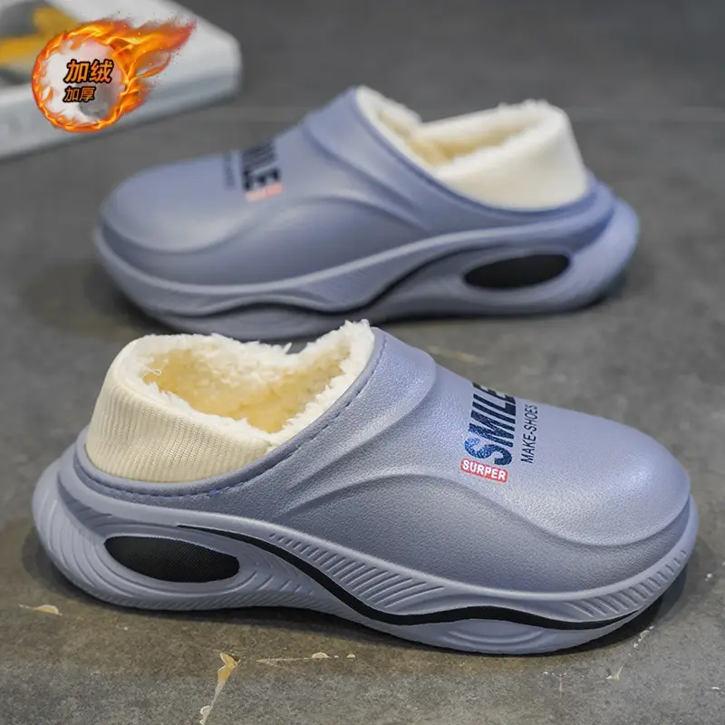 Waterproof cotton slippers men's autumn and winter indoor home warm non-slip thick-soled anti-slip bag heel cotton shoes for men - Image 3