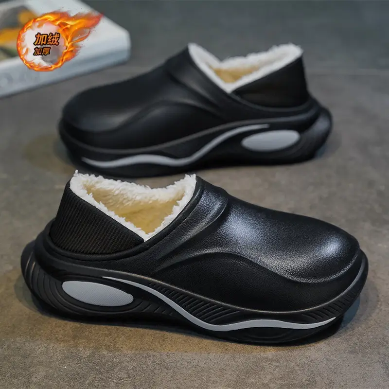 Waterproof cotton slippers men's autumn and winter indoor home warm non-slip thick-soled anti-slip bag heel cotton shoes for men - Image 4
