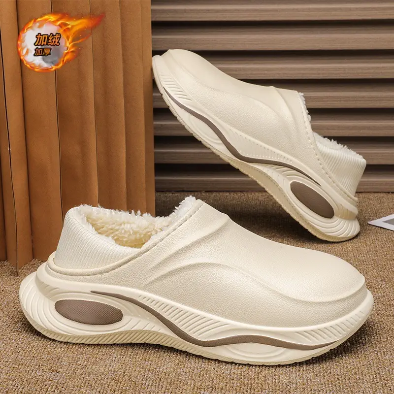 Waterproof cotton slippers men's autumn and winter indoor home warm non-slip thick-soled anti-slip bag heel cotton shoes for men - Image 5