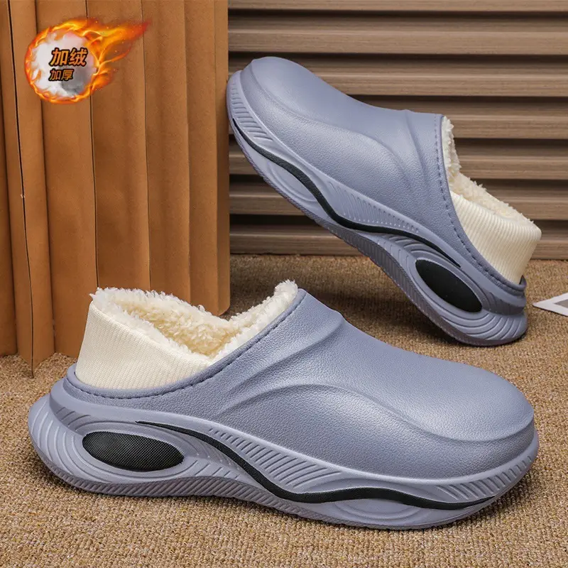 Waterproof cotton slippers men's autumn and winter indoor home warm non-slip thick-soled anti-slip bag heel cotton shoes for men - Image 6