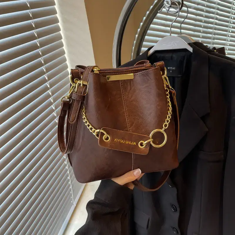 Korean Style Bucket Bag Women's Tan 2024 - Image 5