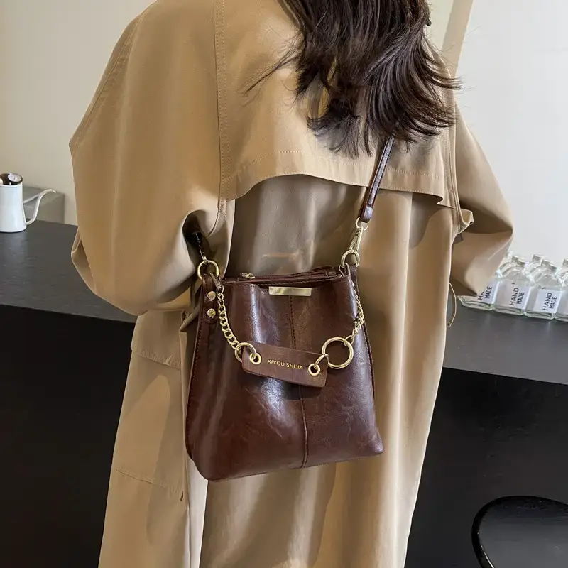 Korean Style Bucket Bag Women's Tan 2024 - Image 7