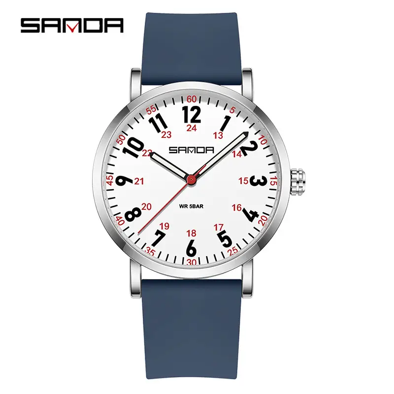 Sanda Women's Green Silicone Nursing Watch with Luminous Dial