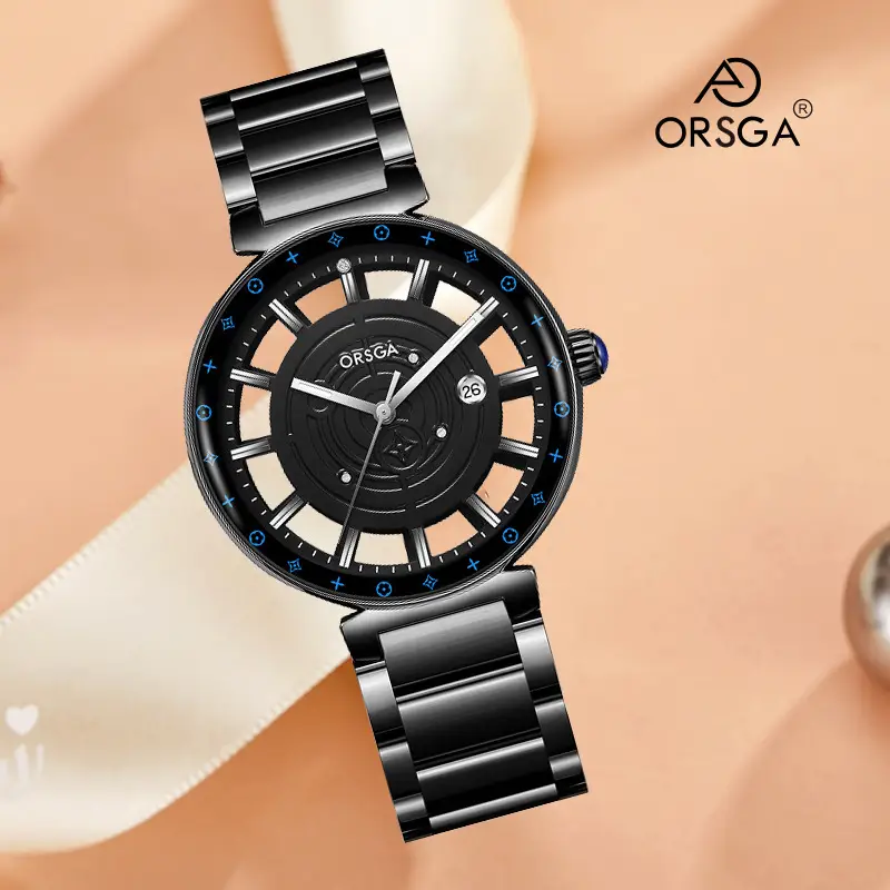 Orsga Black Hollow Women's Quartz Watch with Calendar - Image 8