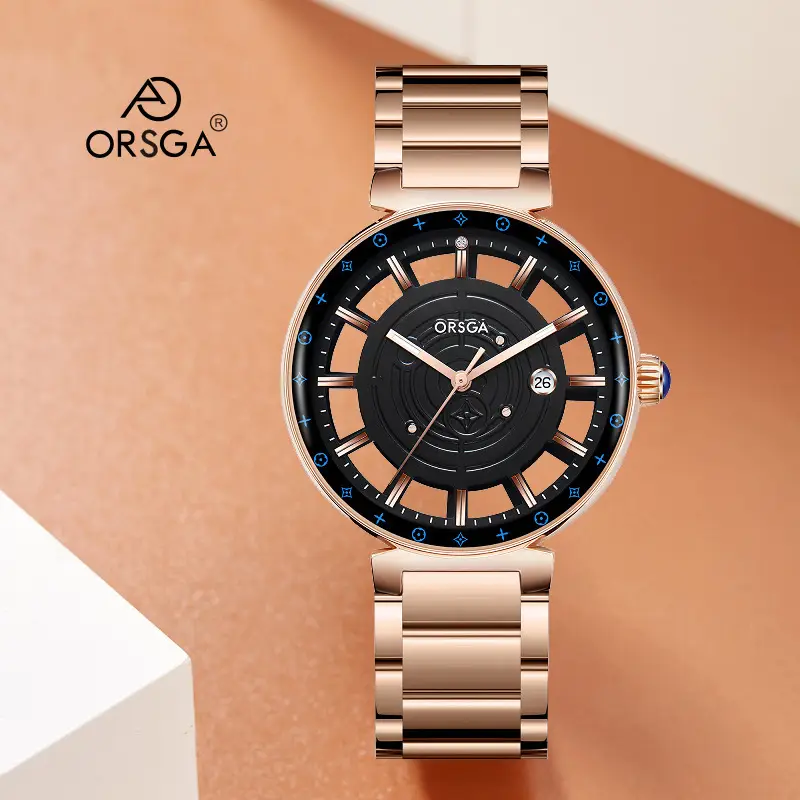 Orsga Black Hollow Women's Quartz Watch with Calendar - Image 9