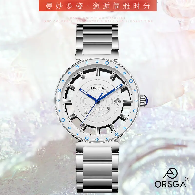 Orsga Black Hollow Women's Quartz Watch with Calendar - Image 10