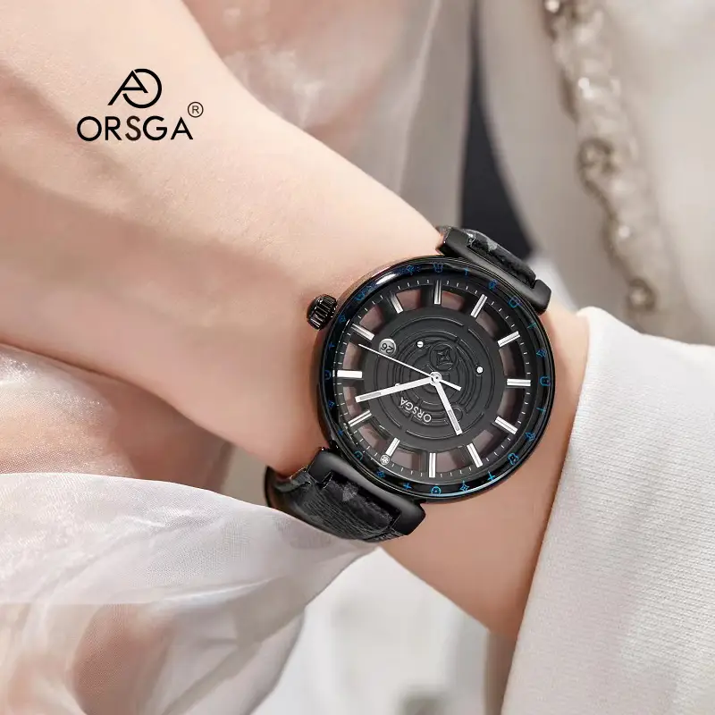 Orsga Black Hollow Women's Quartz Watch with Calendar - Image 11