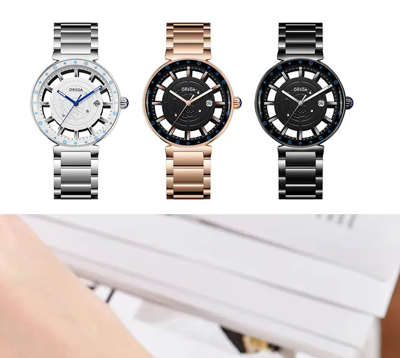 Orsga Black Hollow Women's Quartz Watch with Calendar — feature 10