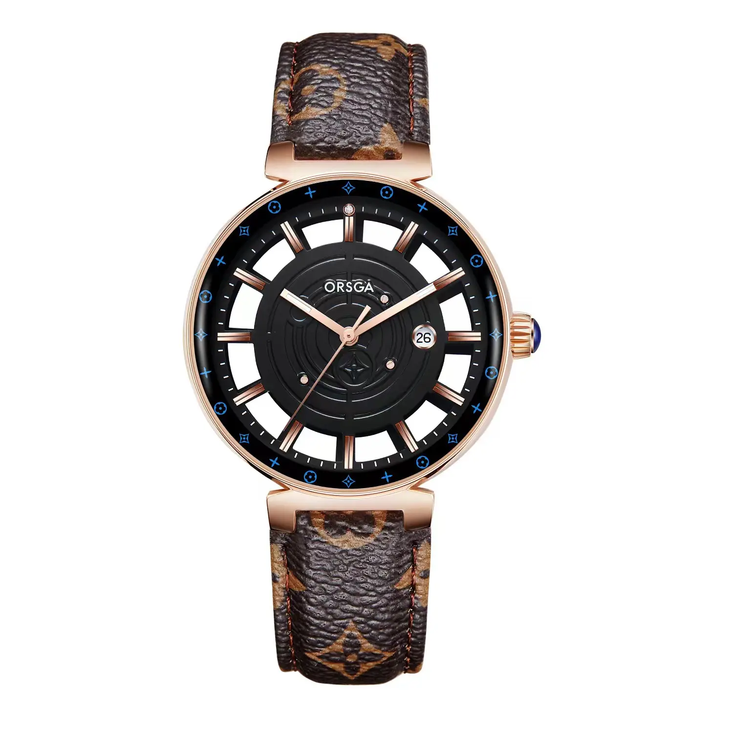 Orsga Black Hollow Women's Quartz Watch with Calendar - Image 3