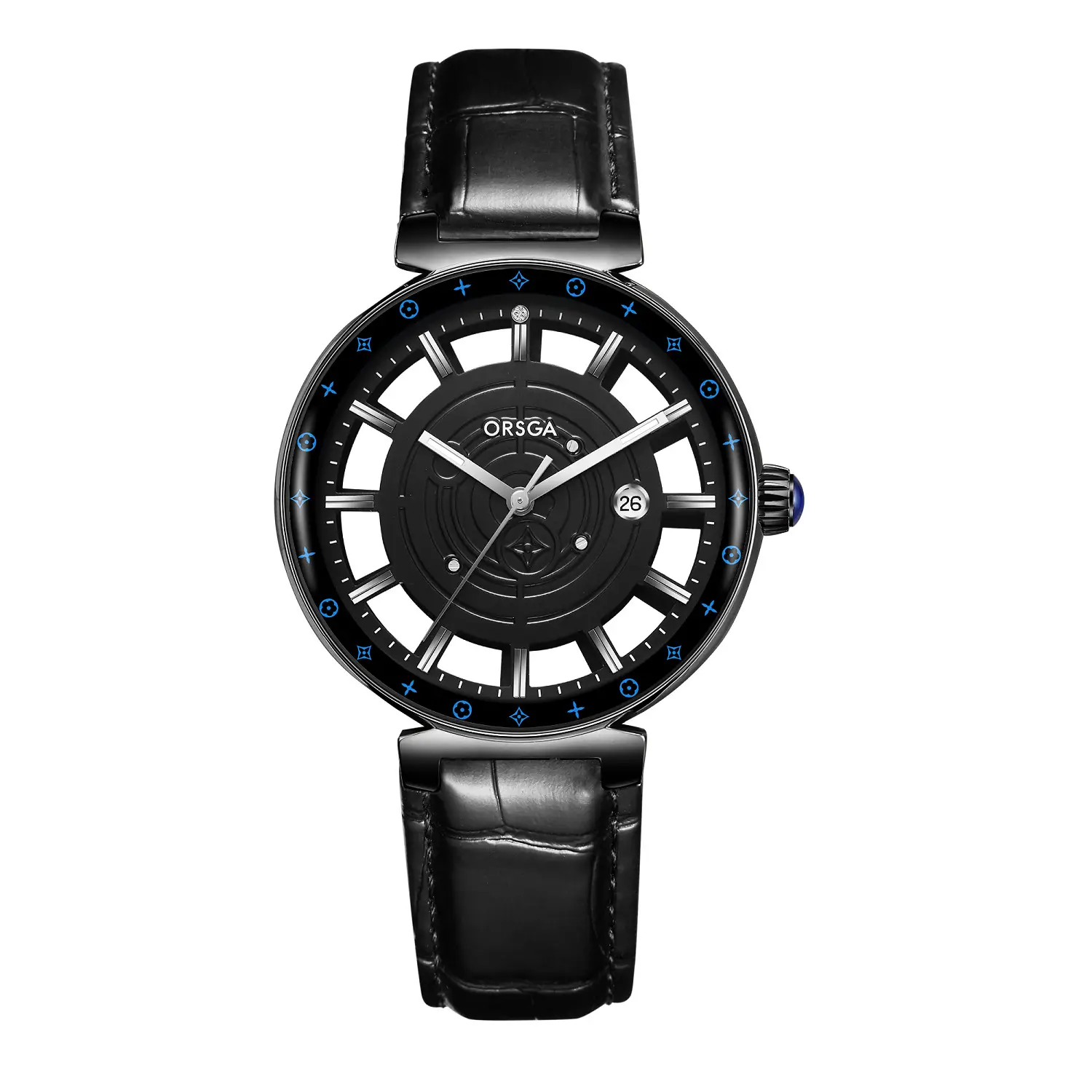 Orsga Black Hollow Women's Quartz Watch with Calendar - Image 4