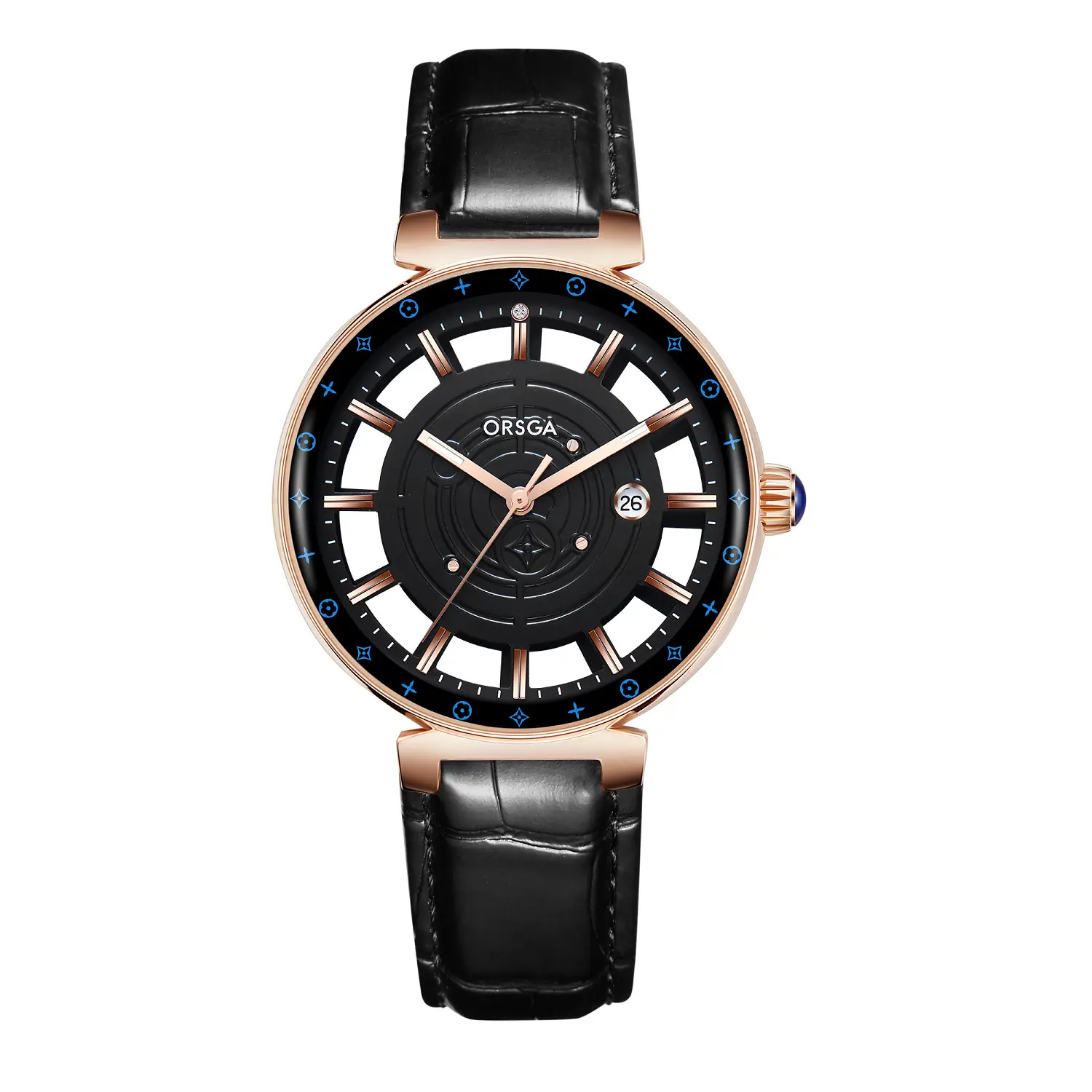 Orsga Black Hollow Women's Quartz Watch with Calendar - Image 5