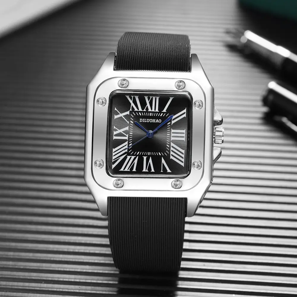 Men's Black Silicone Large Dial Quartz Watch - Image 3